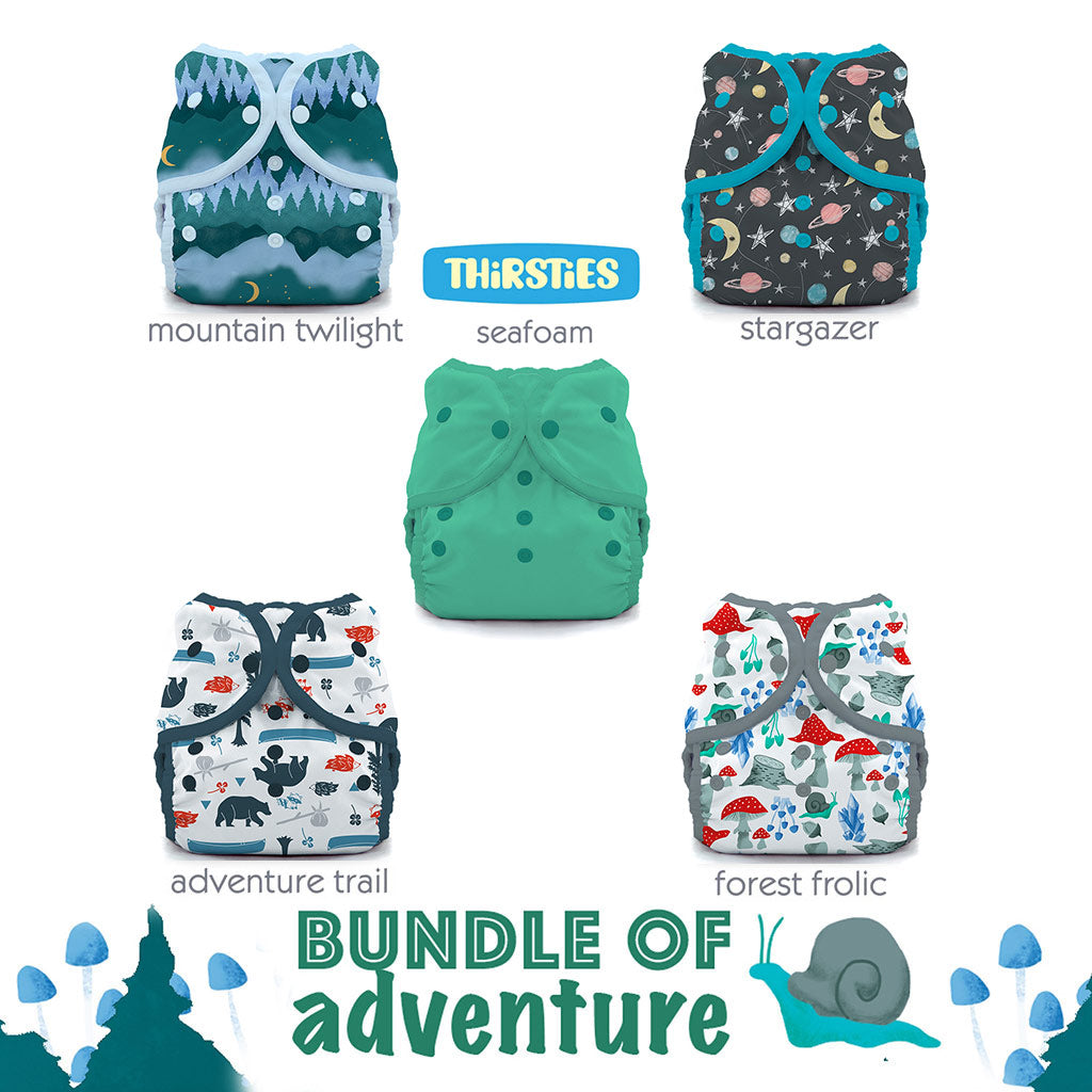 Thirsties Duo Wrap Cover Size 1 Adventure Trail / Snap