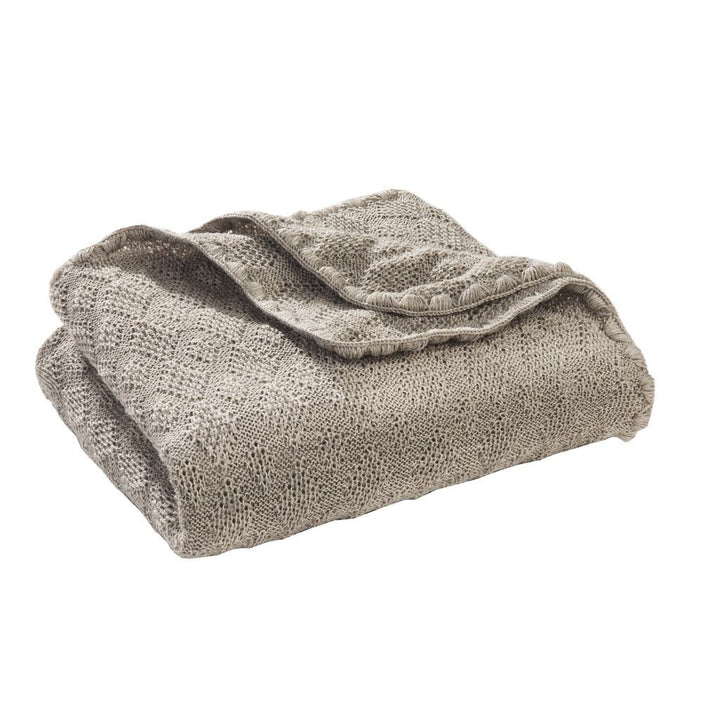 Grey Disana knitted wool blanket babydecke