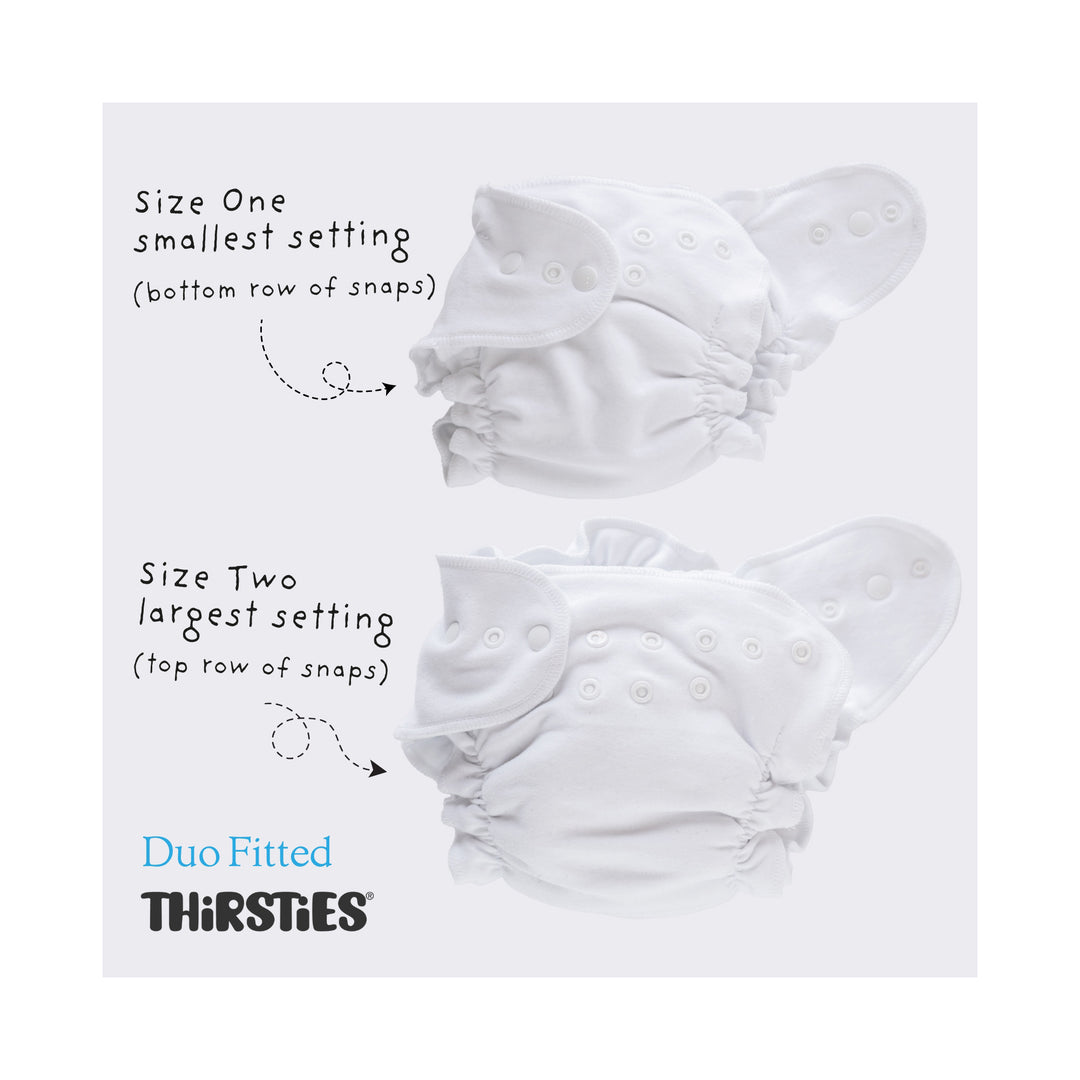 Thirsties Duo Fitted two size cloth diaper described