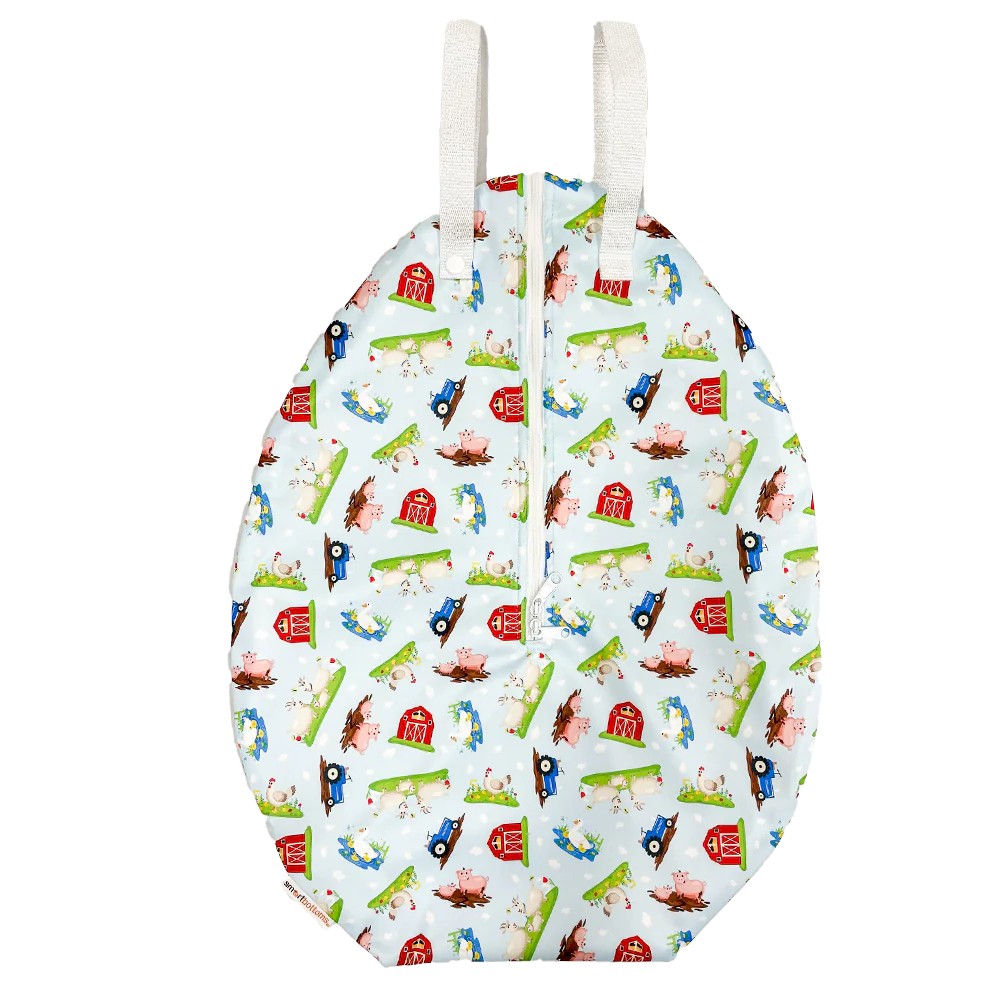 barnyard babies farm animals print diaper hanging wet bag