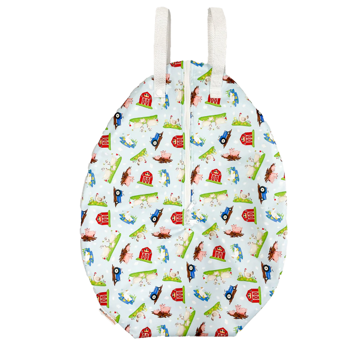 barnyard babies farm animals print diaper hanging wet bag