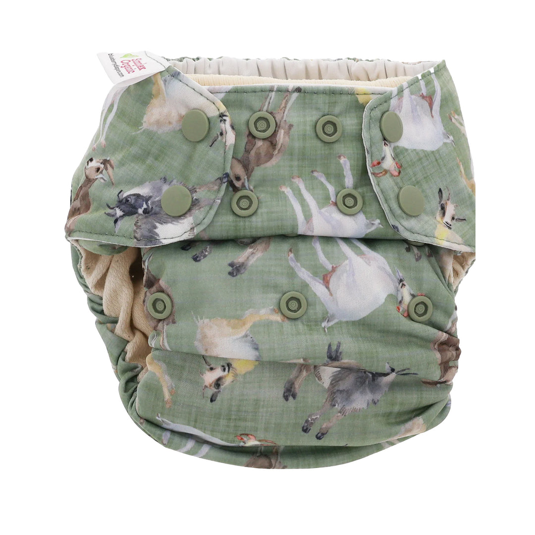 Blueberry diapers cotton all in one goats print