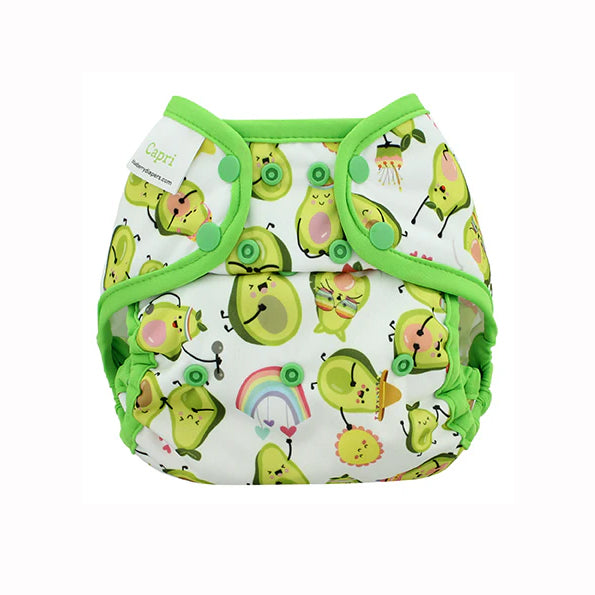 Blueberry capri original diaper cover avocado print