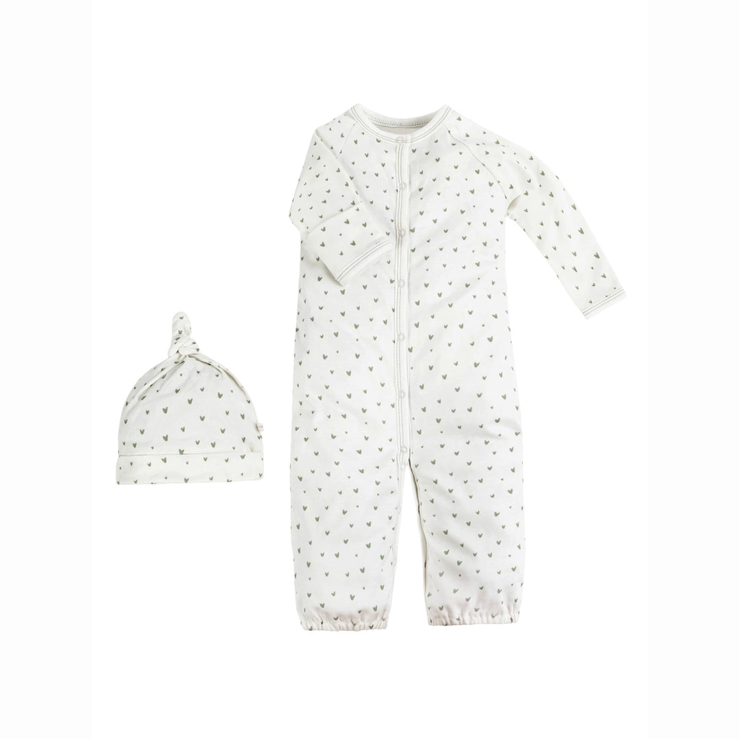 under the nile organic cotton convertible romper set with matching beanie 