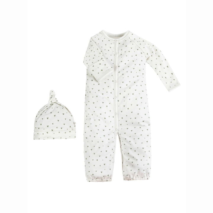 under the nile organic cotton convertible romper set with matching beanie 