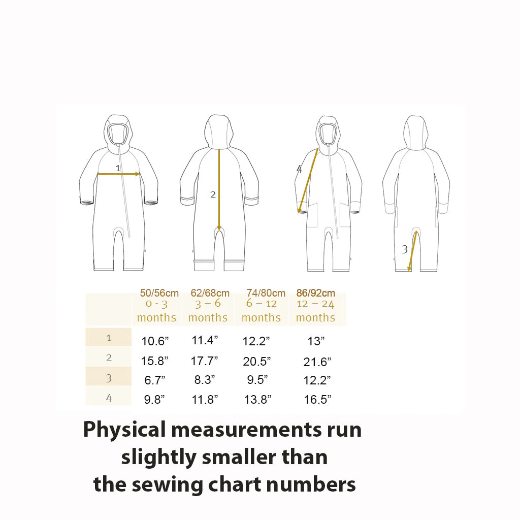 disana zip suit size chart