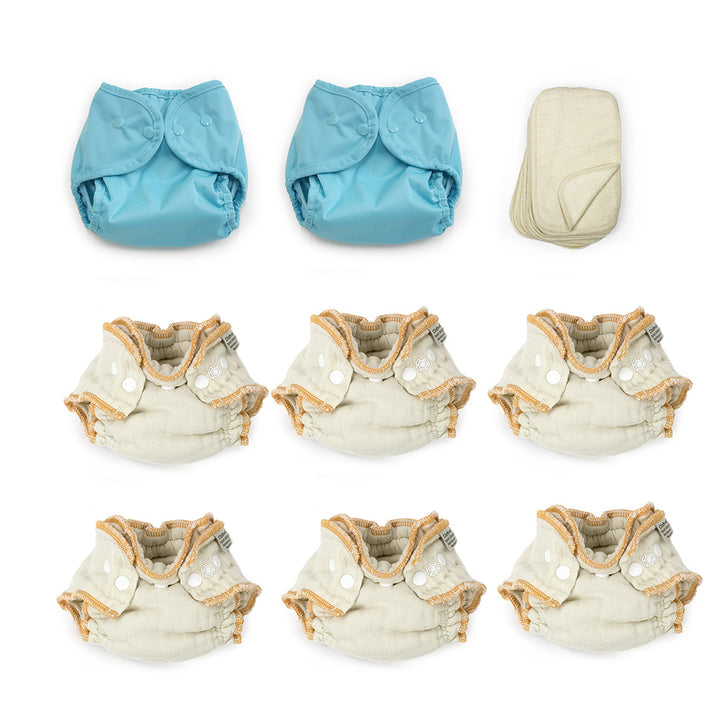 neutral cloth diaper kit with two sided baby wipes