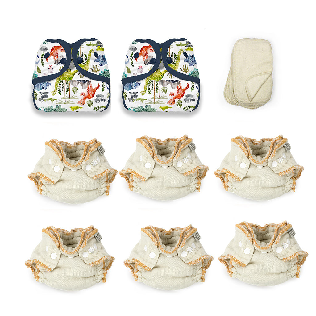 boy cloth diaper kit with two sided baby wipes