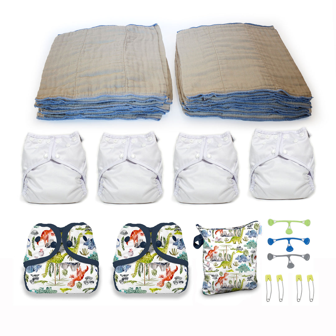 natural cloth diaper kit for an older baby boy