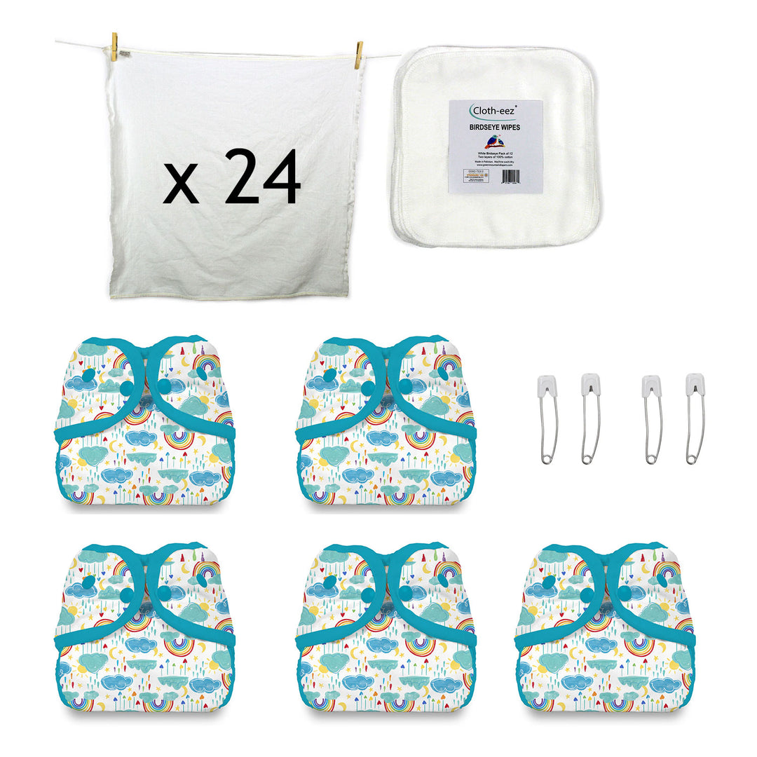 economical cloth diaper kit small rainbow