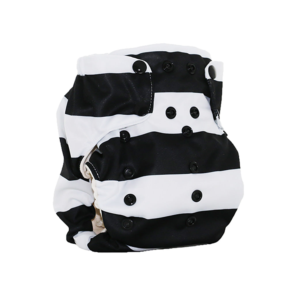 organic cotton all in one cloth diaper black and white stripe