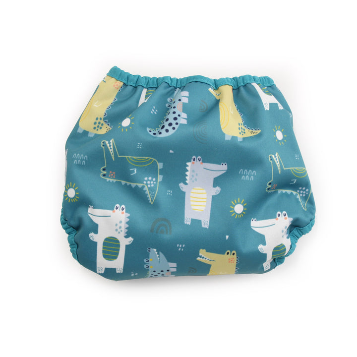 back view of crocodile print diaper cover