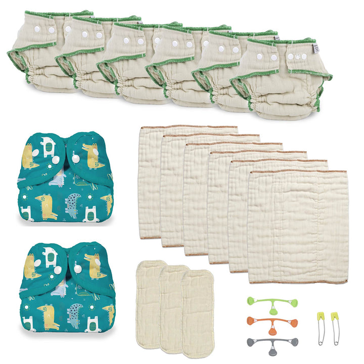 kit try both kinds of cloth diapers crocodile print