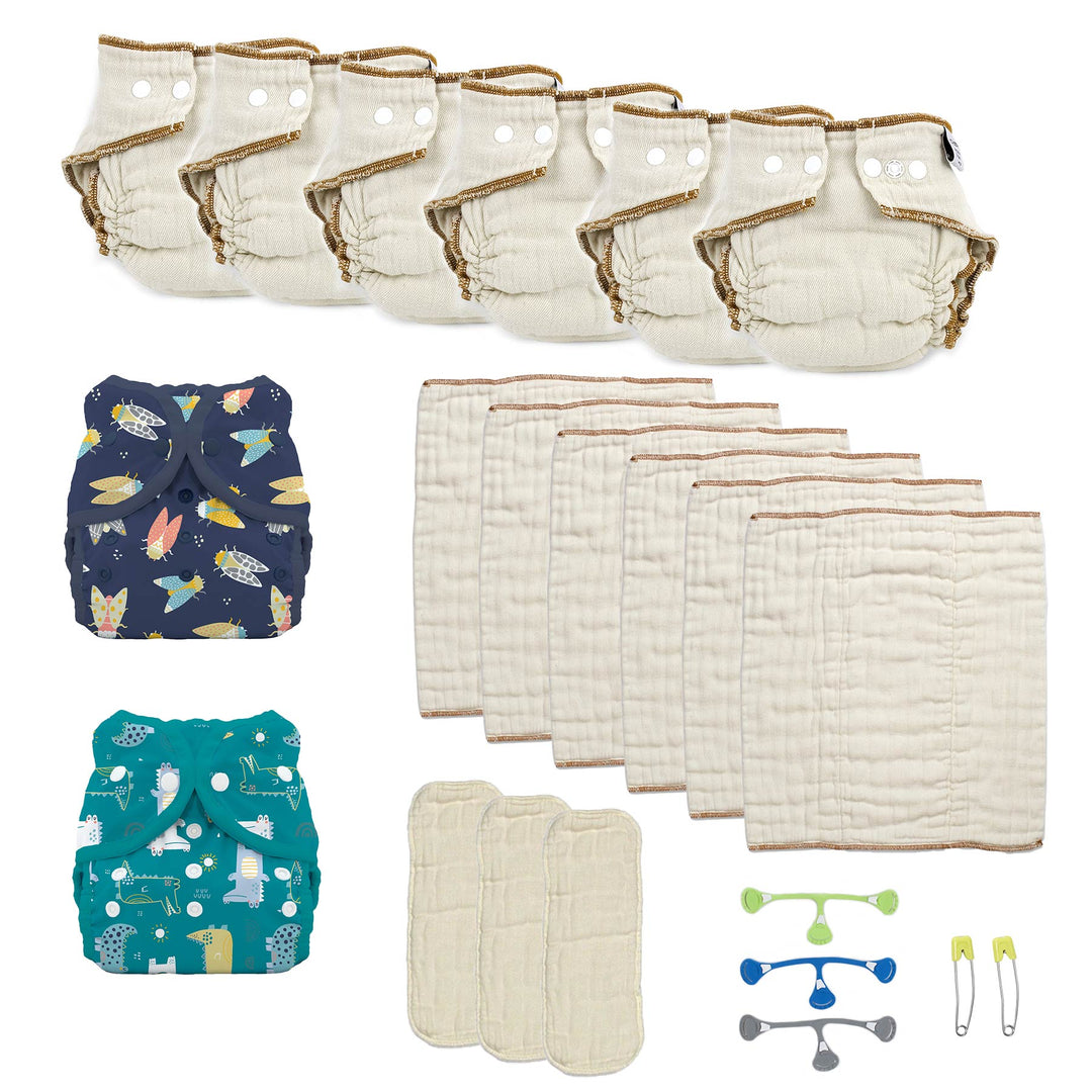 Organic diaper kit with Workhorse and prefolds animal print