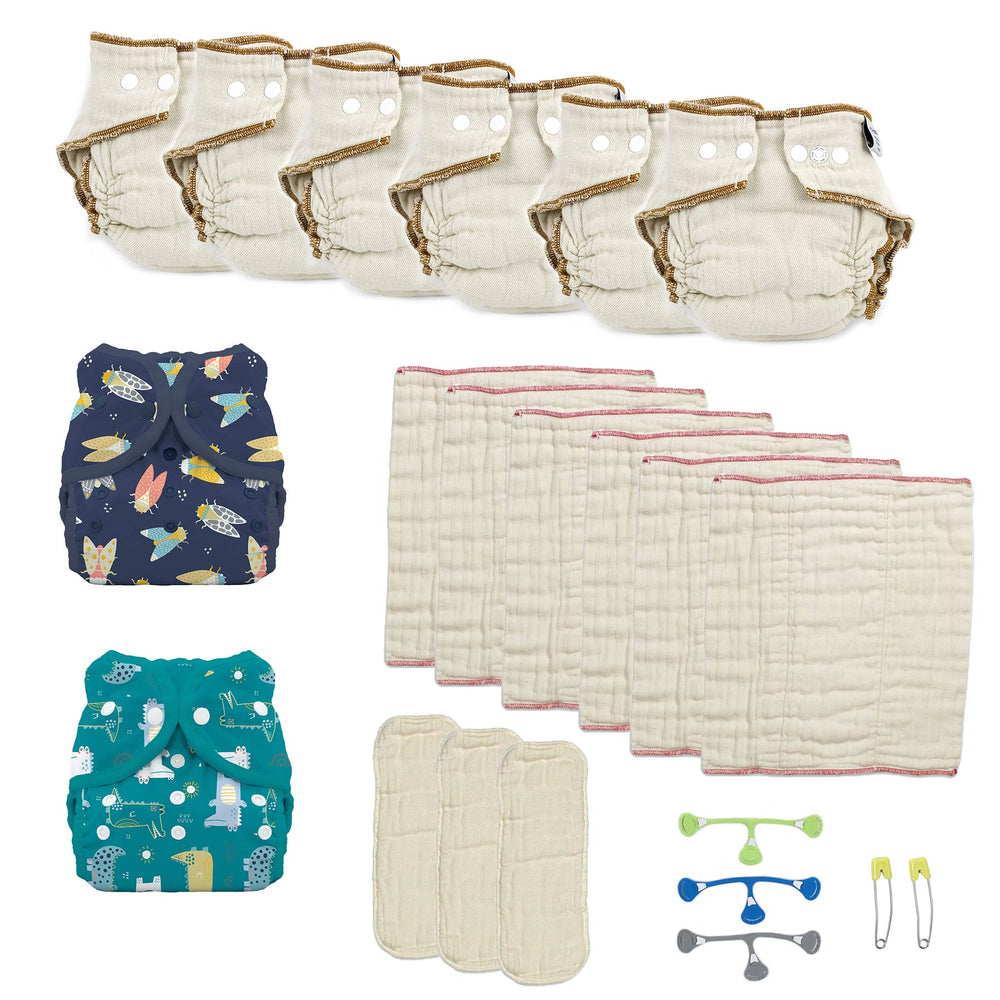 Organic diaper kit with Workhorse and medium prefolds boy