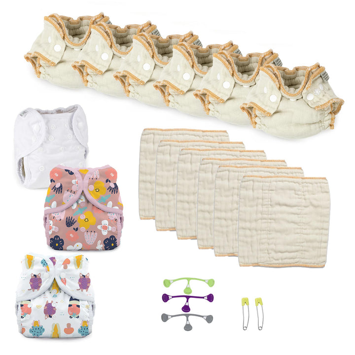 Newborn cloth diaper kit for a girl