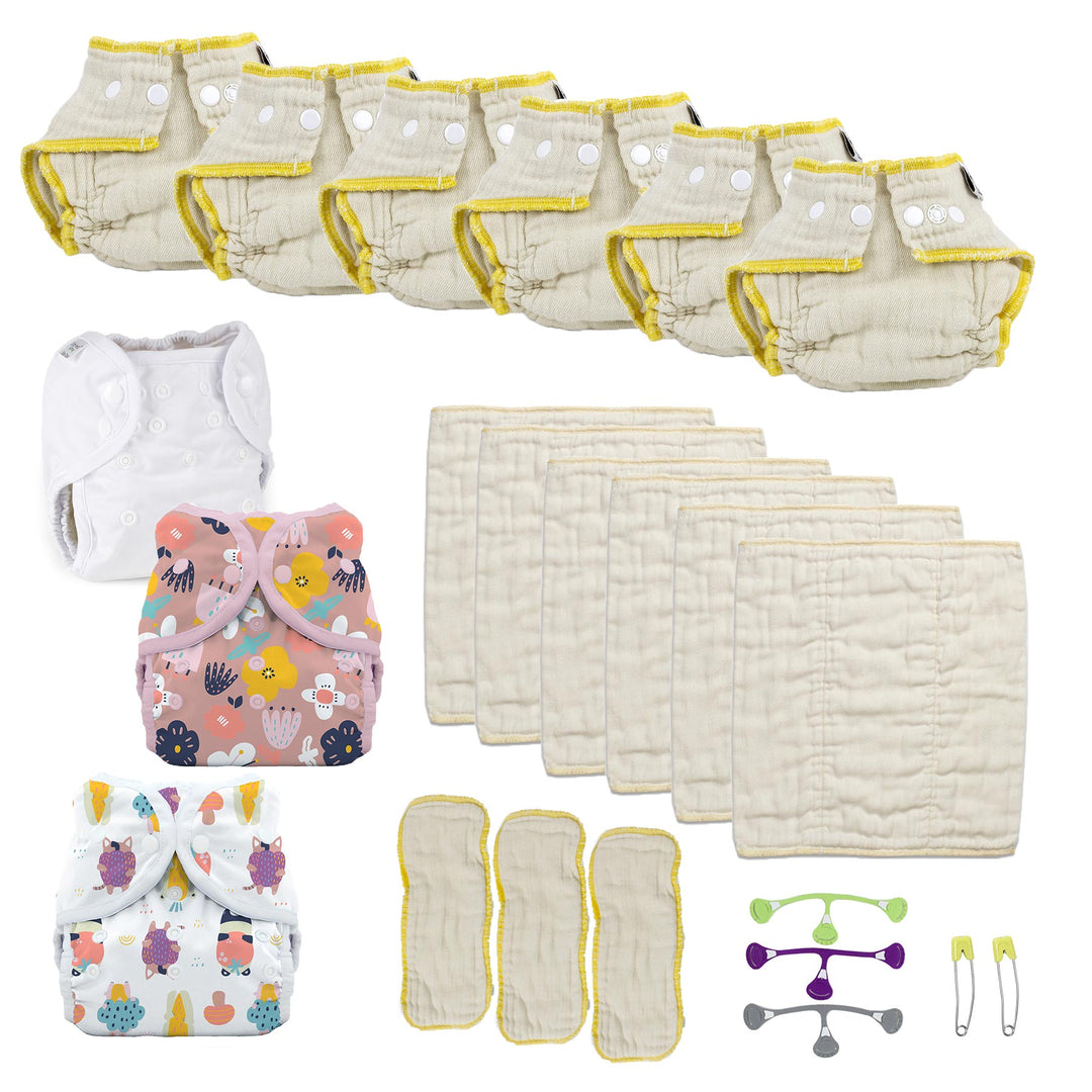 try both kinds of cloth diaper kit  for a girl baby