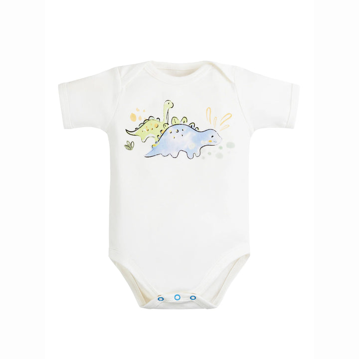 snap crotch bodysuit onesie organic cotton dino print