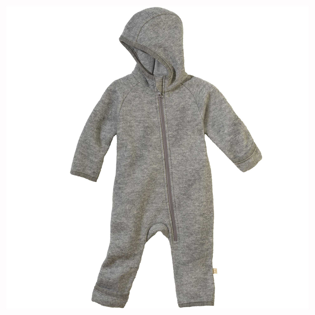 Disana zip overall baby wool snowsuit grey small front