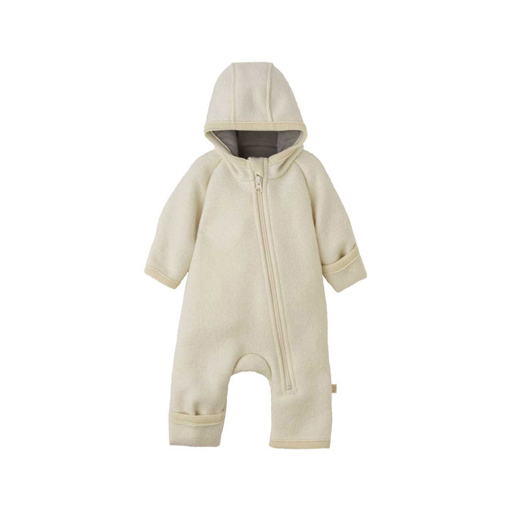 undyed natural organic wool baby snowsuit overall boiled wool