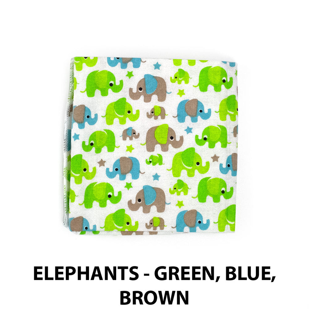 Receiving Blanket Elephants Green Blue Brown